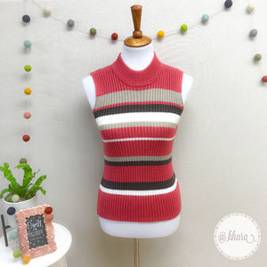 Stephanie Parks Pink Striped Sleeveless Sweater